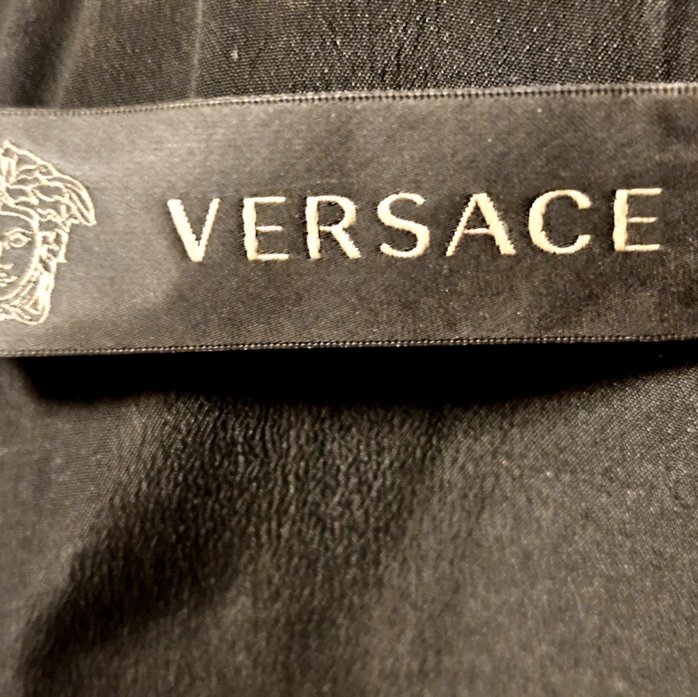 Authentic Versace Runway Pinstripe Cutout Side Slit Asymmetrical Dress - Picture 8 of 11